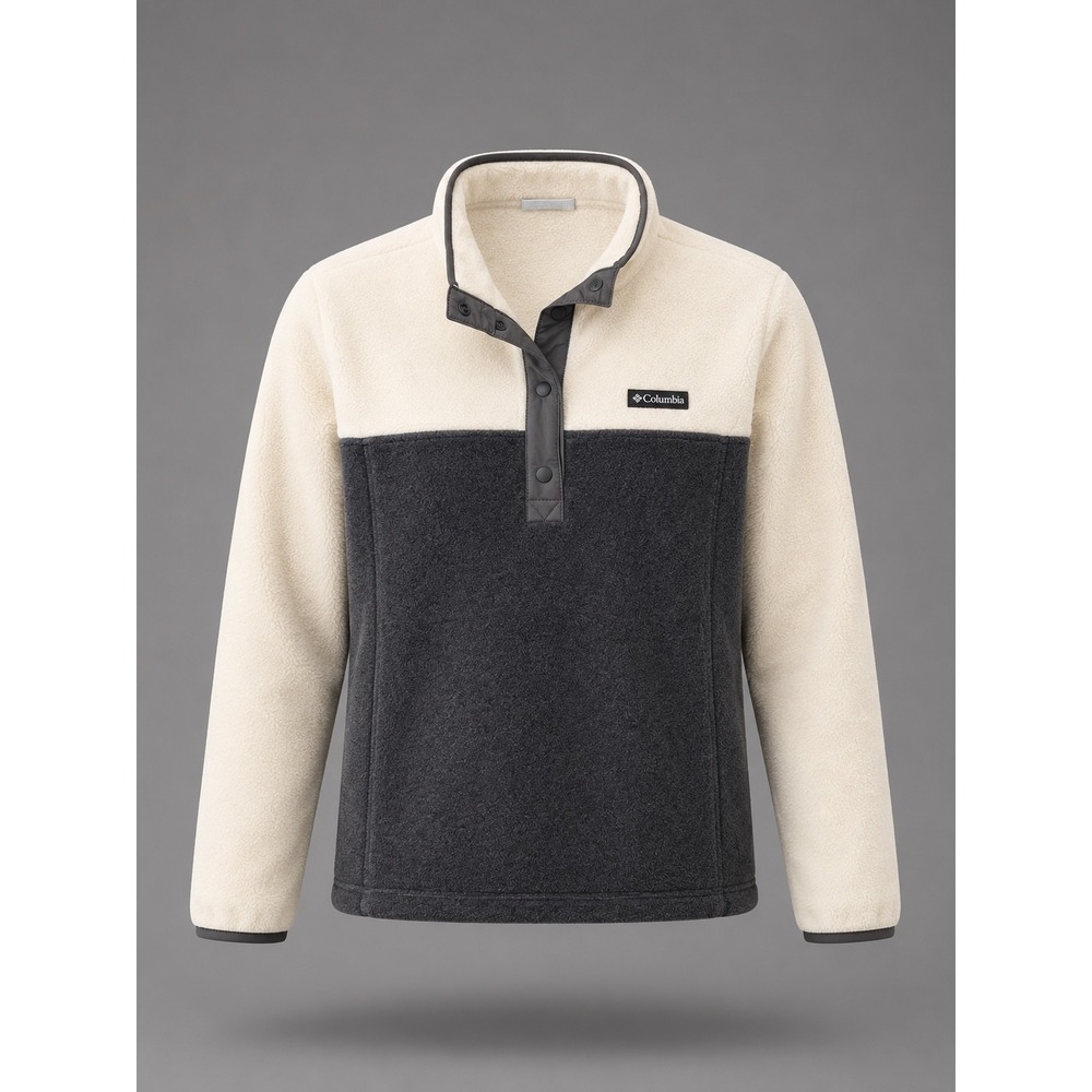 Columbia Benton Springs Fleece Snap Pullover Cream Gray AL1302 XL Womens